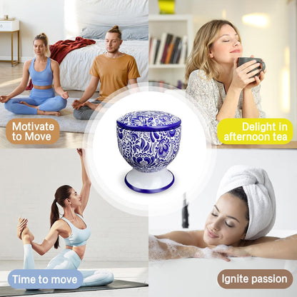 Fasize Home Aromatherapy Candles – Freesia & Lavender, 2-Pack, 4 oz, Porcelain Pedestal Holders