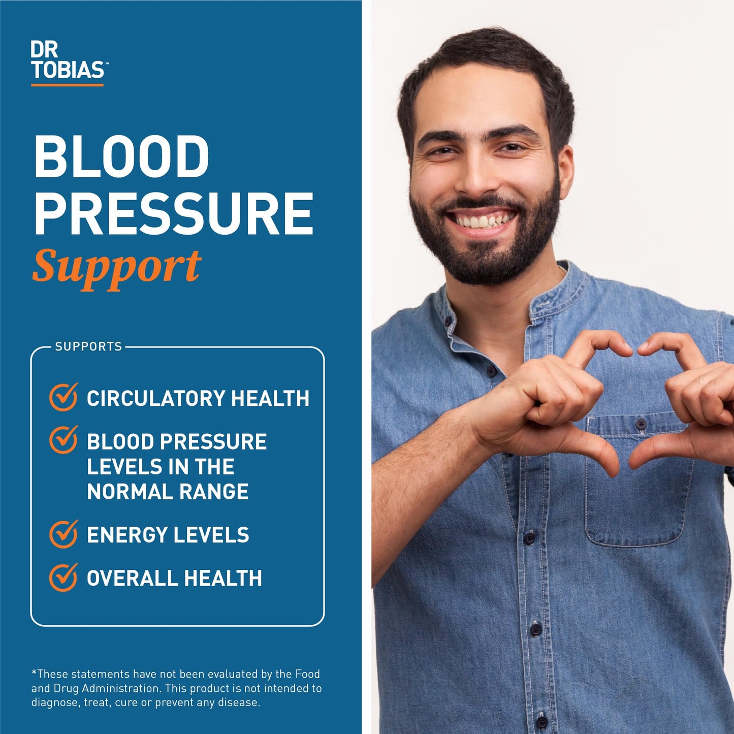 Dr. Tobias Blood Pressure Support Supplement – Hawthorn, Hibiscus, Olive Leaf & Garlic | 90 Capsules