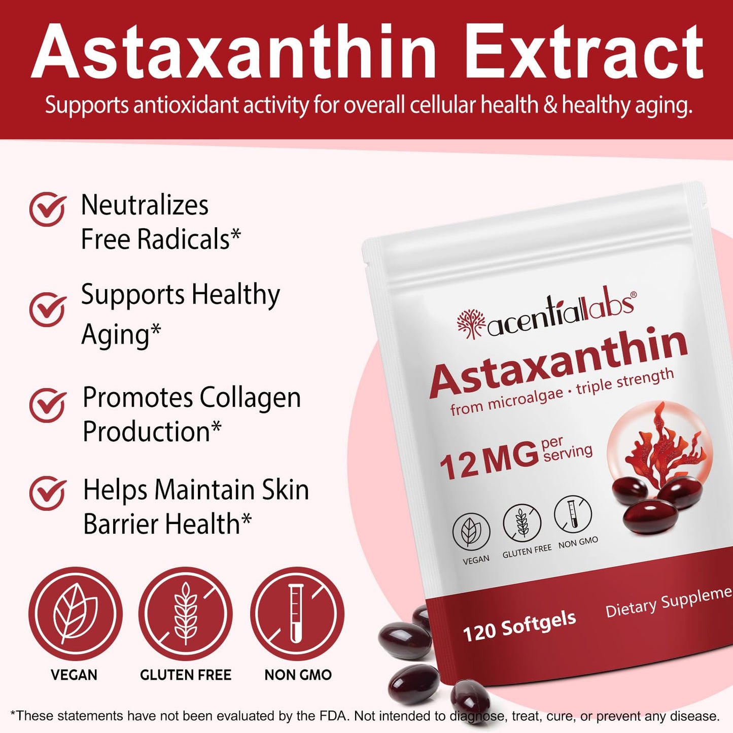 FBGVKJWI Astaxanthin 12mg – 240 Softgels | Premium Antioxidant & Immune Support