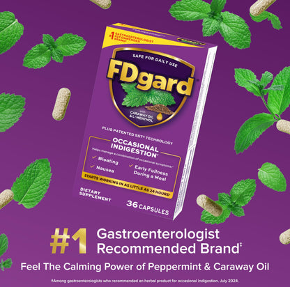 FDgard Gut Health Supplement | Occasional Indigestion Relief Before Meals | 36 Capsules