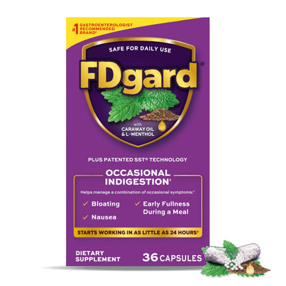 FDgard Gut Health Supplement | Occasional Indigestion Relief Before Meals | 36 Capsules