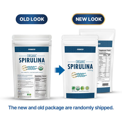 FEBICO Organic Spirulina Tablets 250g – 83 Days Supply | Vegan, Non-GMO, USDA, Naturland, Halal