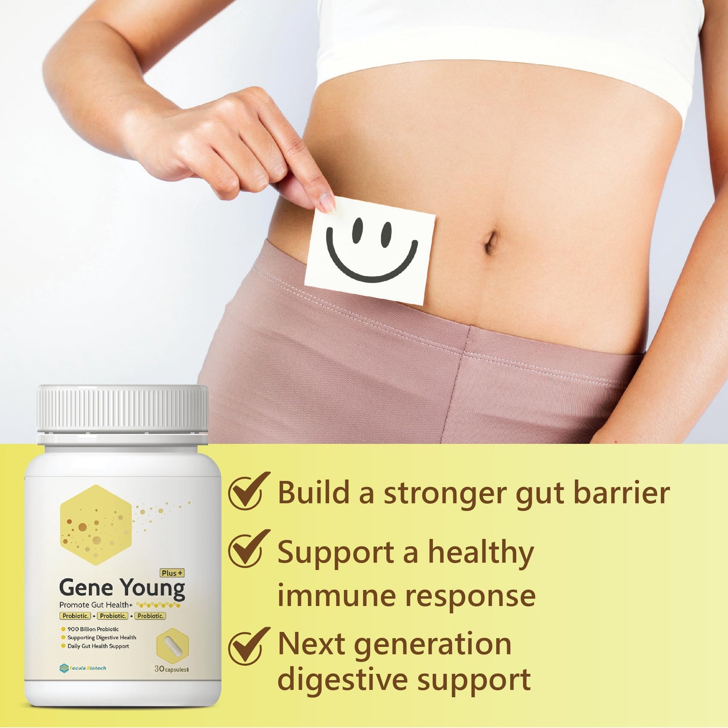 Fecula Biotech Synbiotic Gut Health - 3-in-1 Probiotic/Prebiotic/Postbiotic, 30 Caps, D-Lactate Free