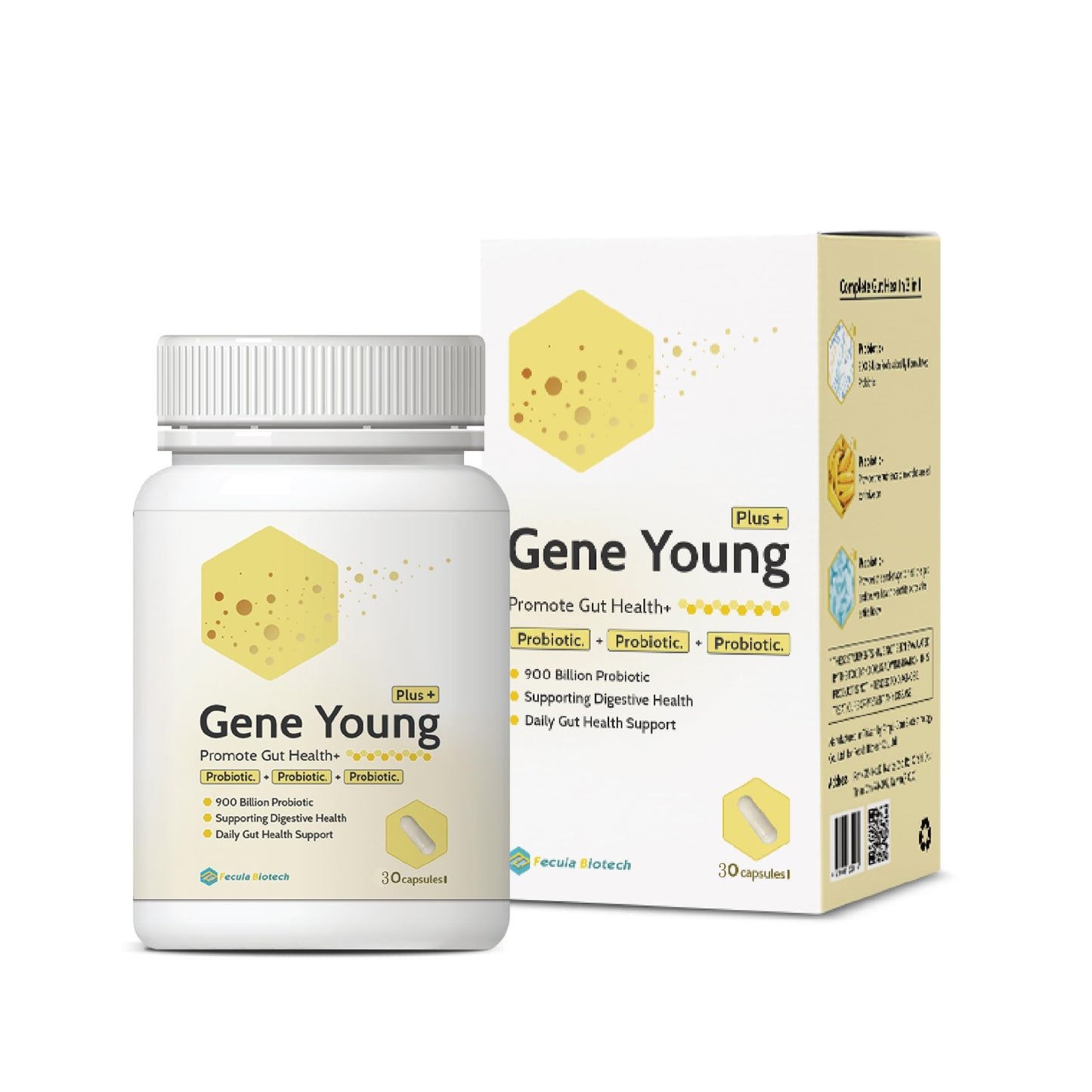 Fecula Biotech Synbiotic Gut Health - 3-in-1 Probiotic/Prebiotic/Postbiotic, 30 Caps, D-Lactate Free