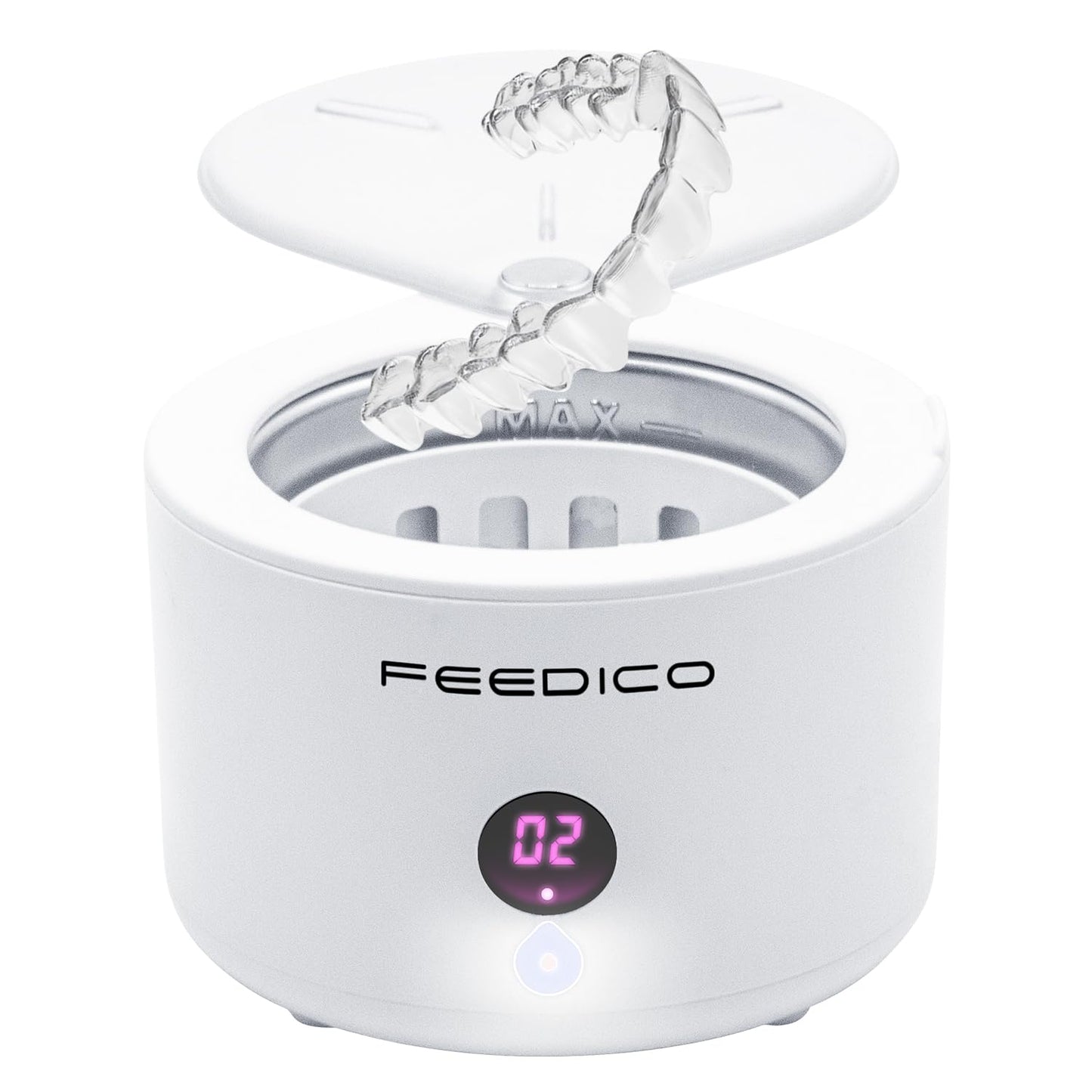 Feedico 200ML Ultrasonic Cleaner for Dentures, Retainers, Aligners | Deep Cleaning & Safe Protection