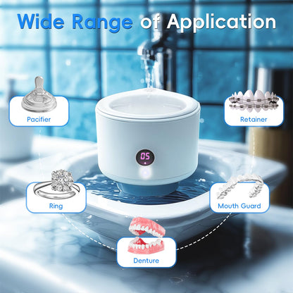 Feedico 200ML Ultrasonic Cleaner for Dentures, Retainers, Aligners | Deep Cleaning & Safe Protection