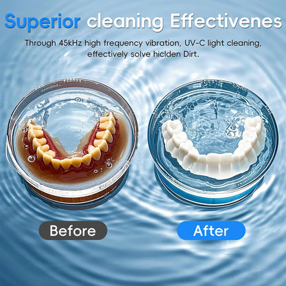 Feedico 200ML Ultrasonic Cleaner for Dentures, Retainers, Aligners | Deep Cleaning & Safe Protection