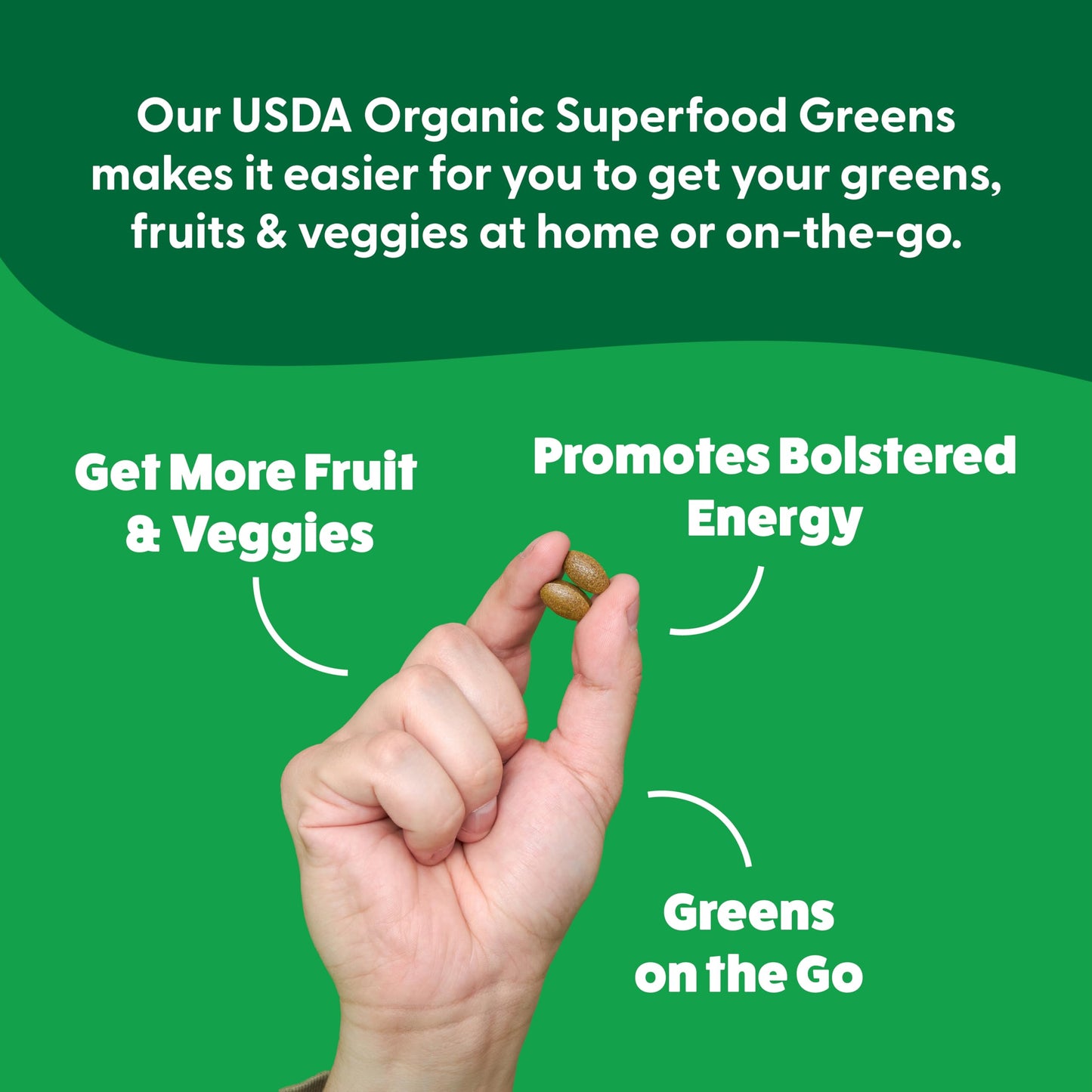 Feel Great Vitamins Super Greens Tablets – Organic Greens, Fruits & Veggies | 60 Tablets