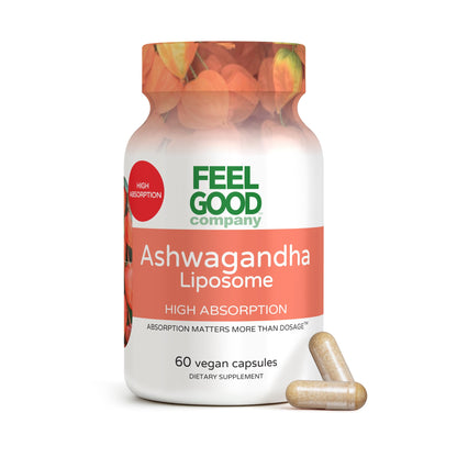 FeelGood Company Liposomal Ashwagandha – 600mg, High Absorption, 60 Vegan Capsules