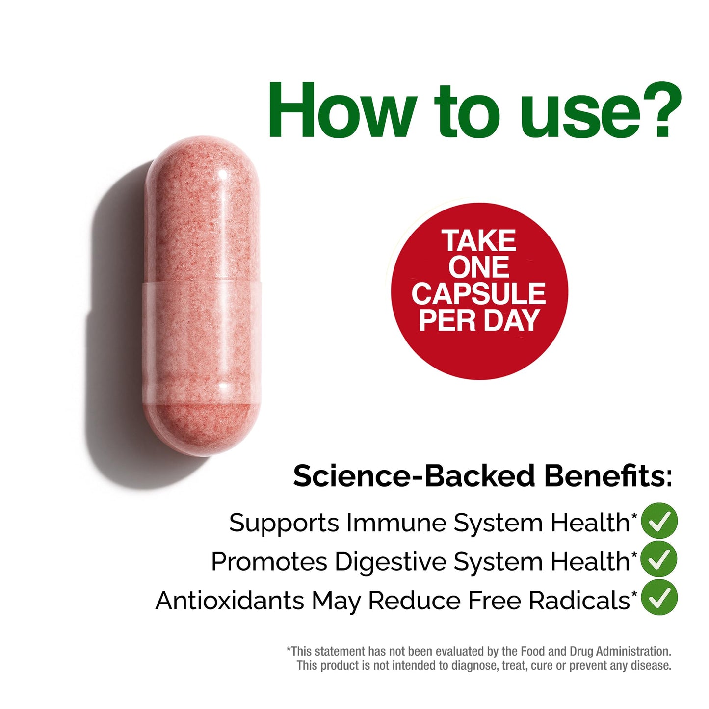 FeelGood Superfoods 1000mg Immune Support Capsules – 25 Organic Fruits & Vegetables, 60 Count