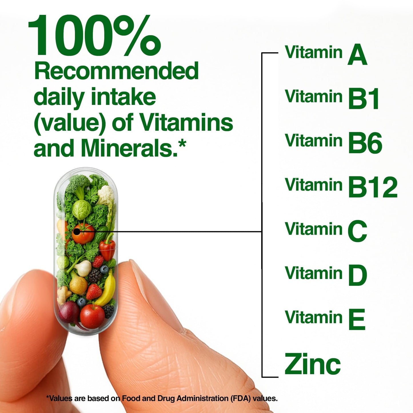 FeelGood Superfoods 1000mg Immune Support Capsules – 25 Organic Fruits & Vegetables, 60 Count