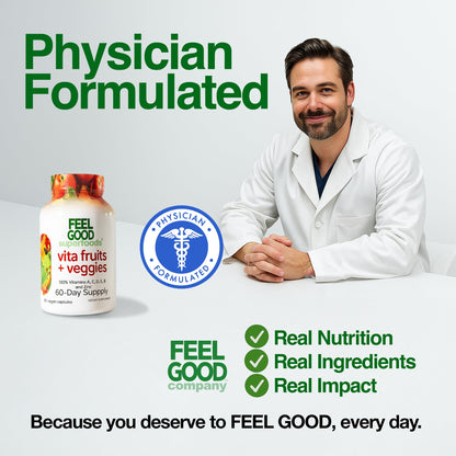 FeelGood Superfoods 1000mg Immune Support Capsules – 25 Organic Fruits & Vegetables, 60 Count