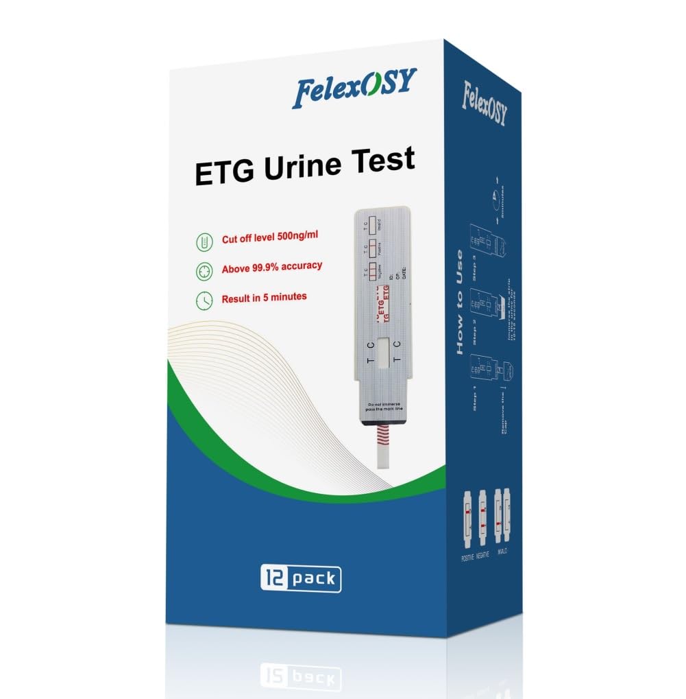 FelexOSY ETG Alcohol Urine Test Strips – Home Kit (12 Pack) 500 ng/mL Cutoff
