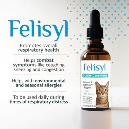 Felisyl L-Lysine for Cats – 2 oz Immune & Respiratory Support (FHV-1) – Made in USA