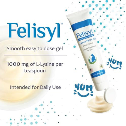 Felisyl L-Lysine Gel for Cats - Immune Support, Respiratory & Vision - Salmon-Flavored - Made in USA - 5 oz Gel (2 Pack)