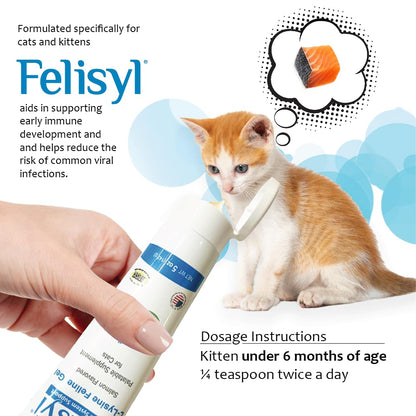 Felisyl L-Lysine Gel for Cats - Immune Support, Respiratory & Vision - Salmon-Flavored - Made in USA - 5 oz Gel (2 Pack)