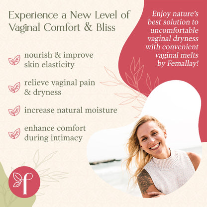 Femallay Organic Vitamin E Vaginal Melts - 3 Pack with Applicator | Menopause Dryness & Irritation Relief