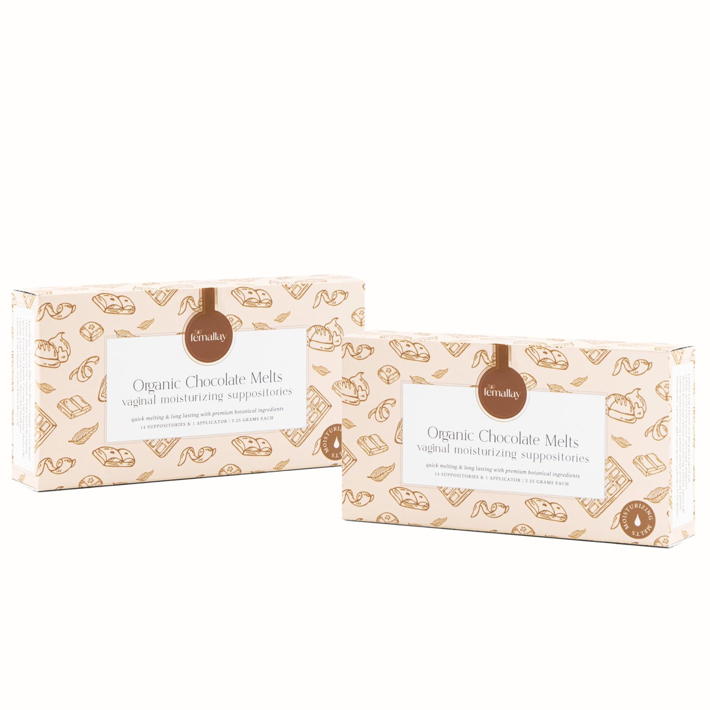 Femallay Organic Vaginal Melts – Chocolate 2 Pack with Applicator | 14-Count Natural Moisturizer
