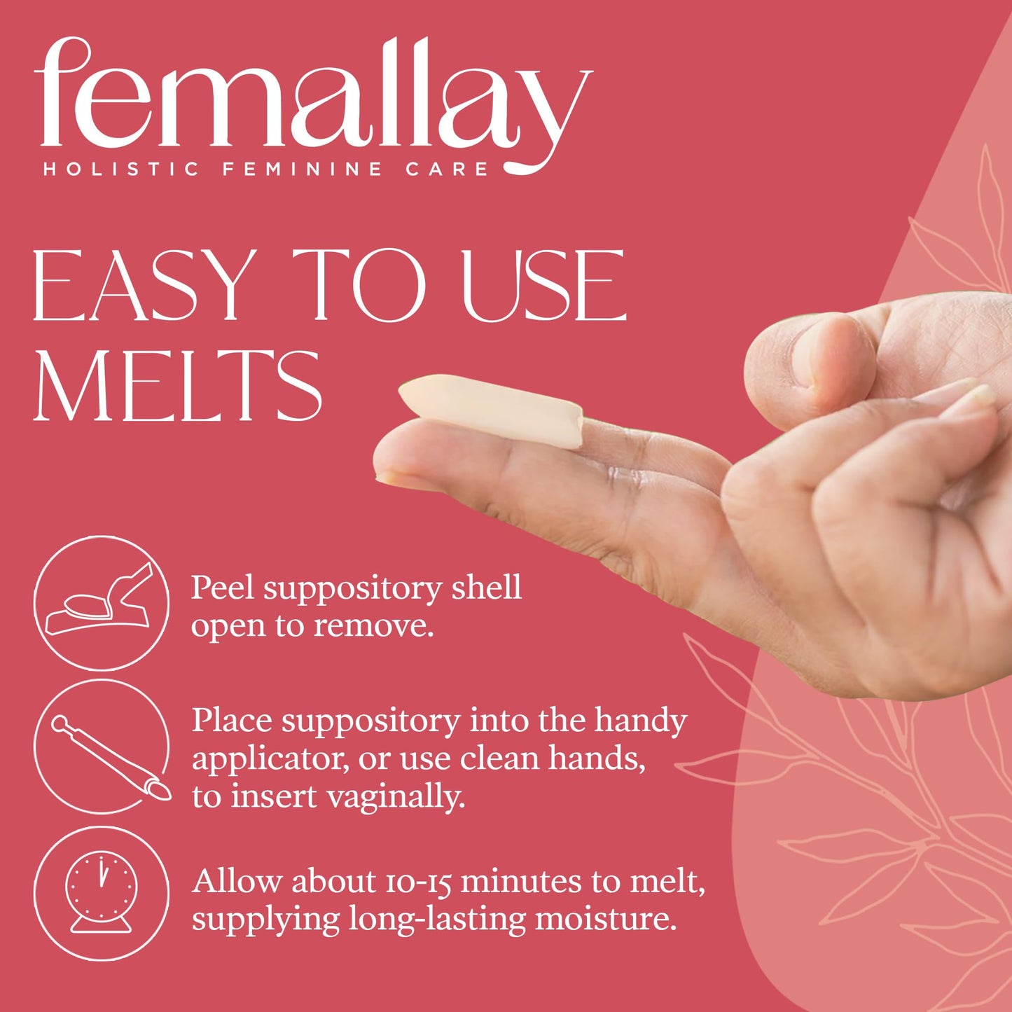 Femallay Organic Vitamin E Vaginal Melts - 3 Pack with Applicator | Menopause Dryness & Irritation Relief