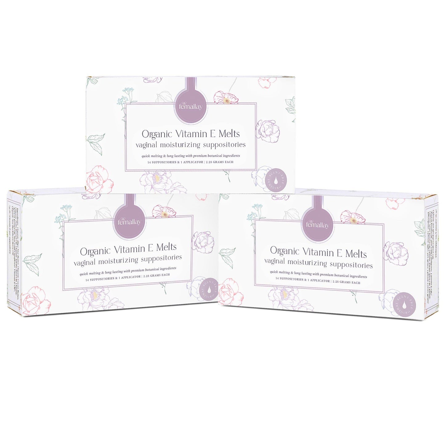 Femallay Organic Vitamin E Vaginal Melts - 3 Pack with Applicator | Menopause Dryness & Irritation Relief