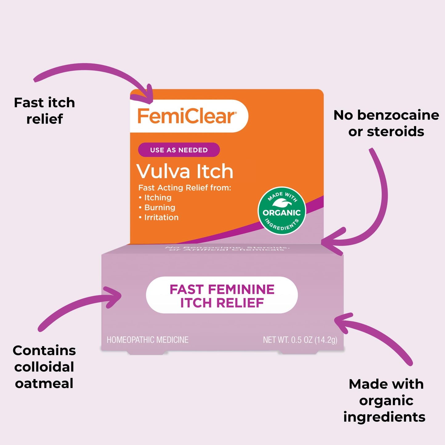 FemiClear Vaginal Itch Relief | All-Natural, Organic, Steroid-Free | 0.5oz Tube
