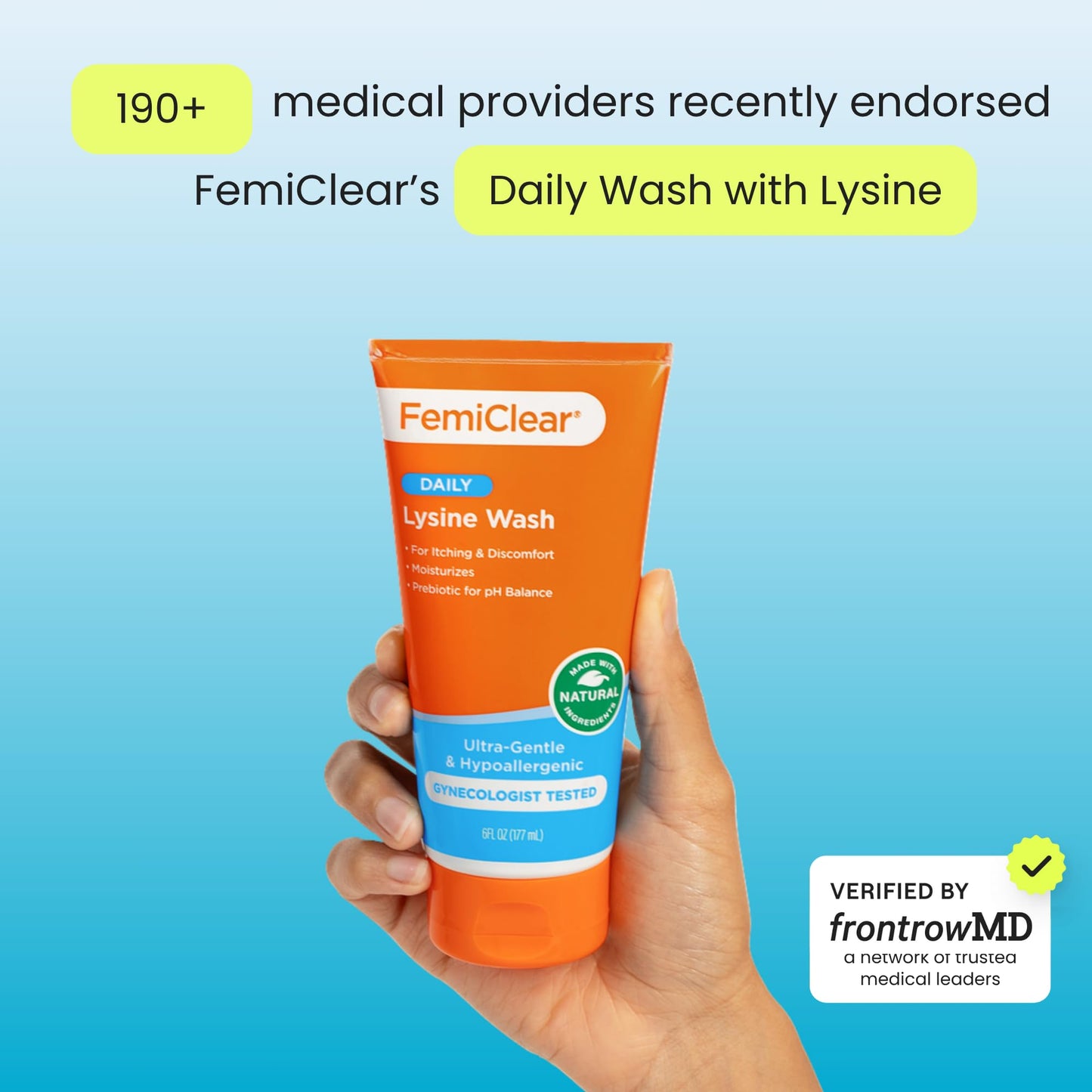 FemiClear Ultra-Gentle Feminine Wash – Lysine & Lemon Balm | 6 oz