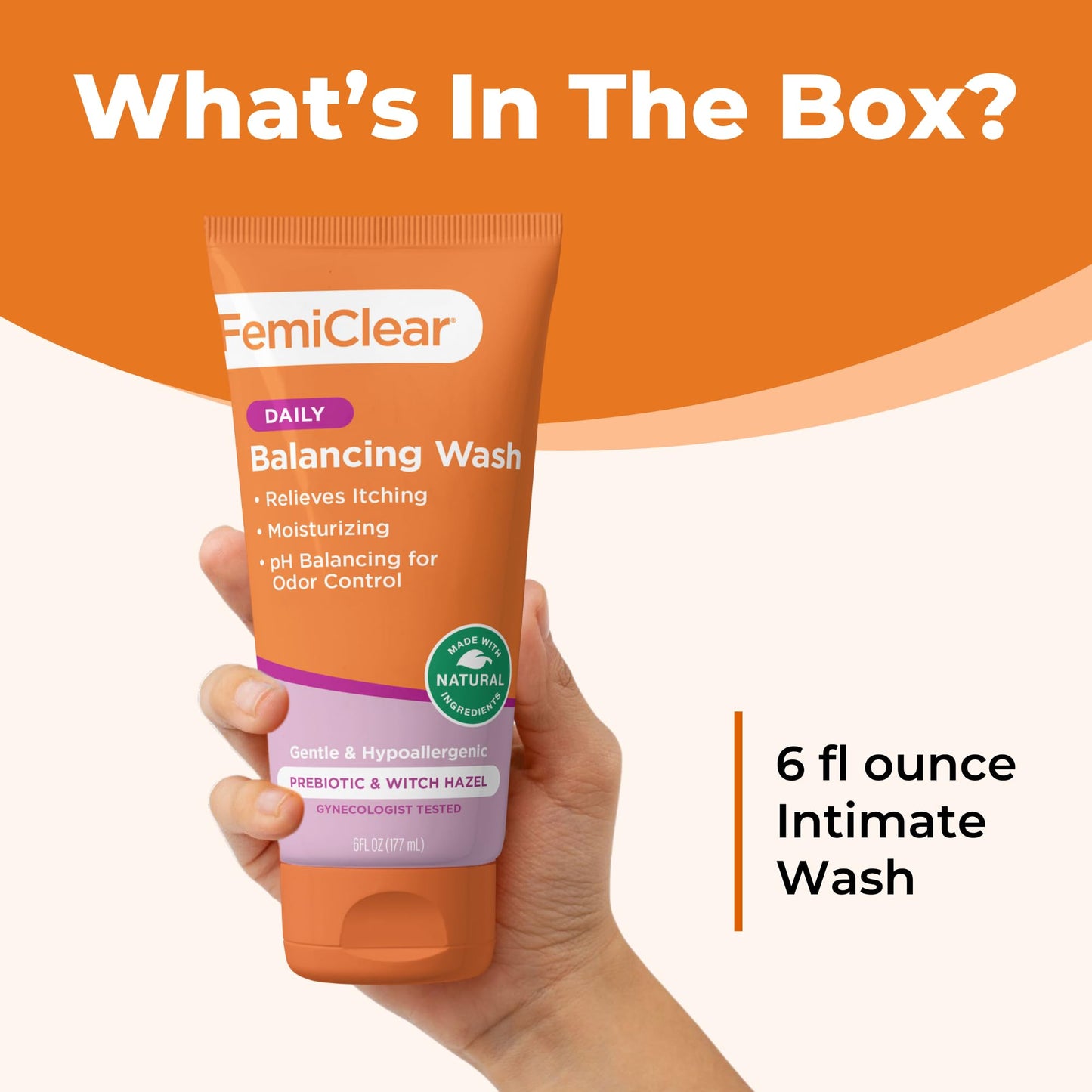 FemiClear Soothing Daily Feminine Wash | Gentle, pH-Balancing Cleanser for Sensitive Skin (6 fl oz)