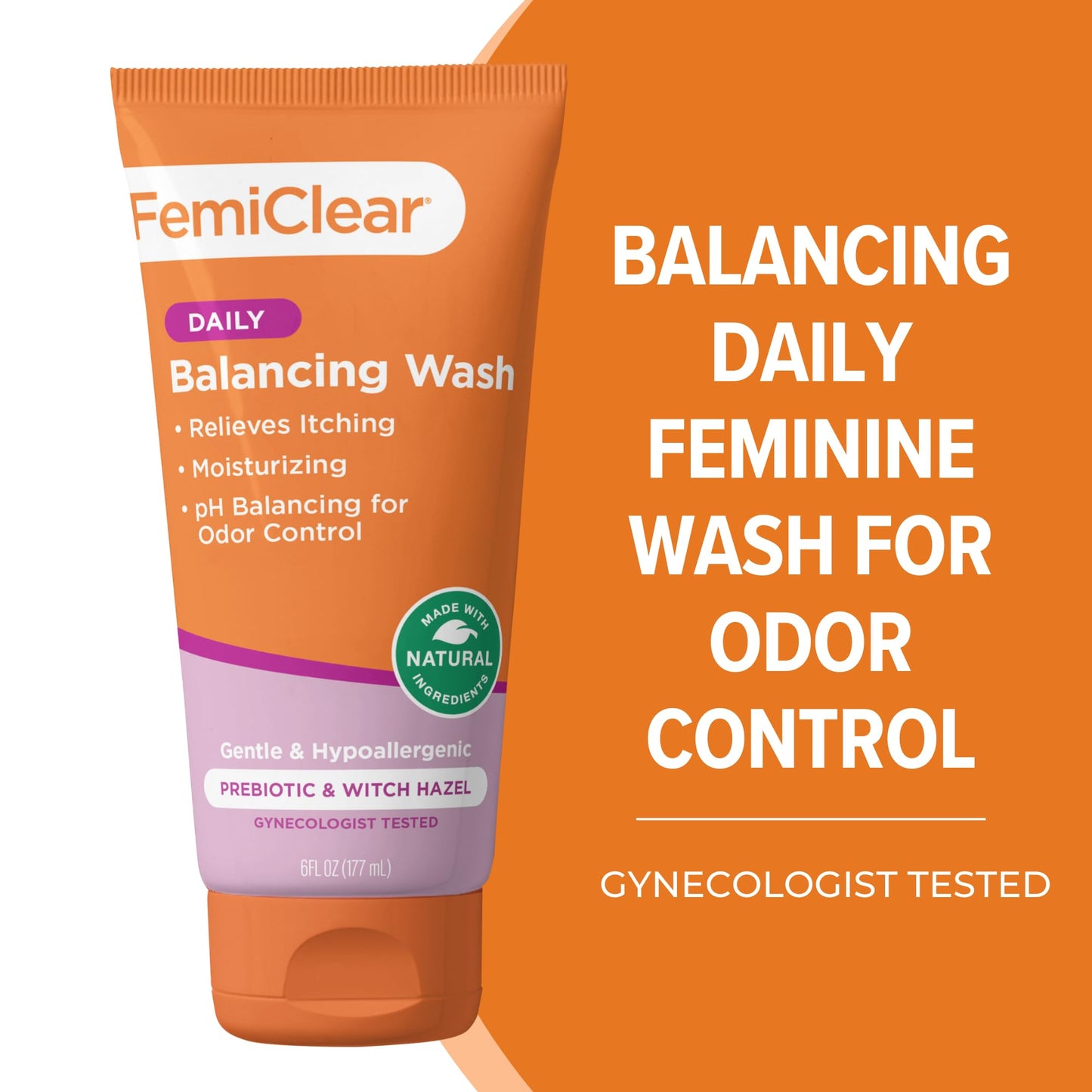 FemiClear Soothing Daily Feminine Wash | Gentle, pH-Balancing Cleanser for Sensitive Skin (6 fl oz)