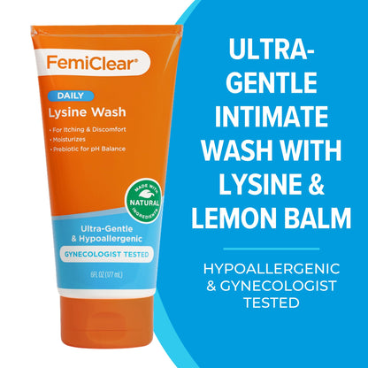 FemiClear Ultra-Gentle Feminine Wash – Lysine & Lemon Balm | 6 oz