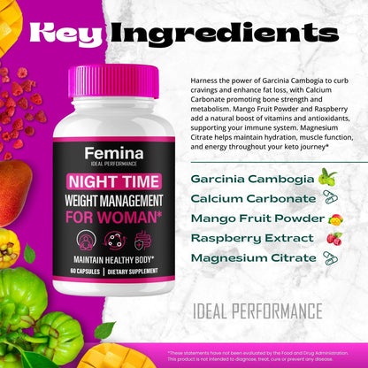 Femina Nighttime Capsules for Women – Premium Night Time Pills (2 Pack) | All Natural Keto Pastillas Reviews