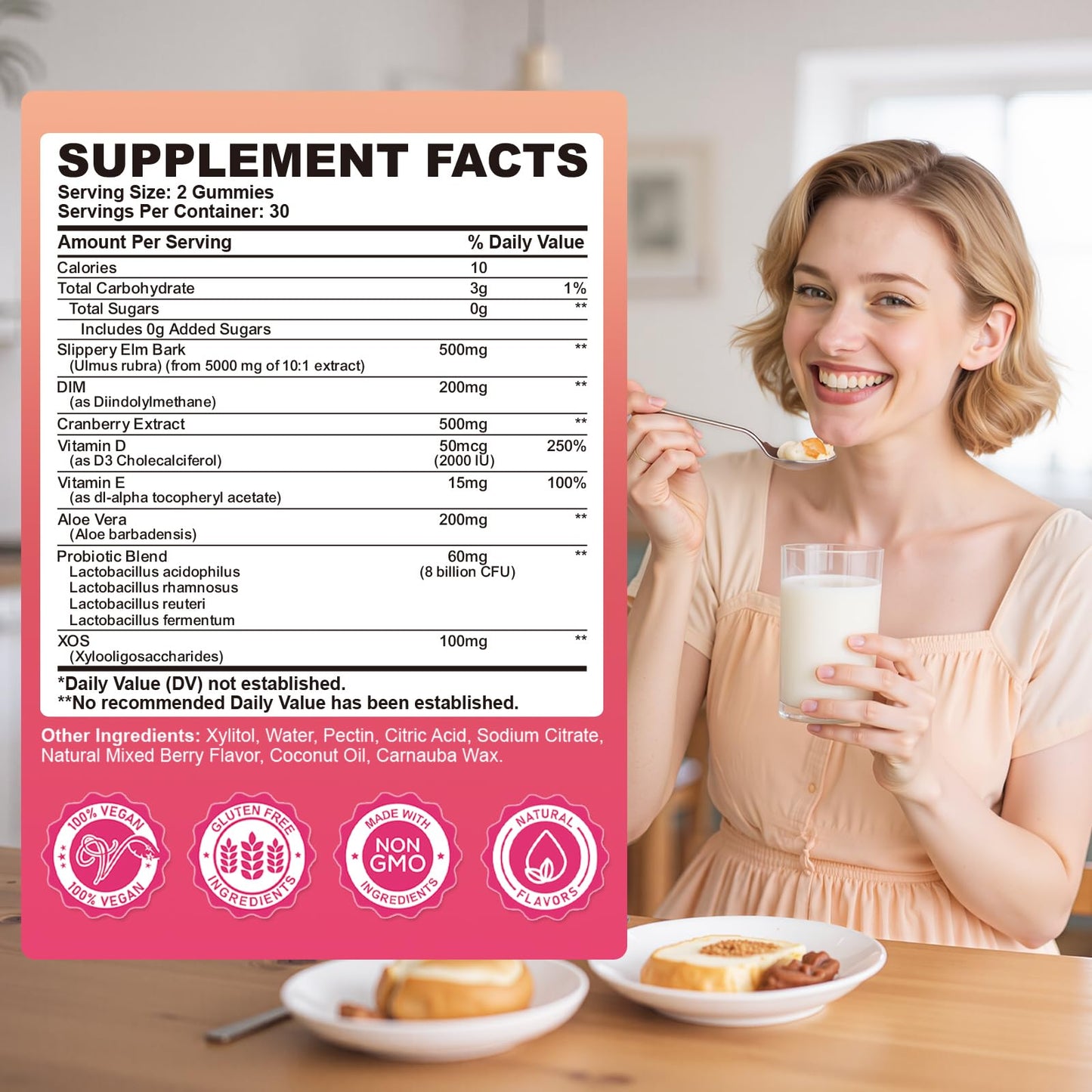 Feminine Probiotic Slippery Elm Gummies with DIM for Women | pH Balance & Gut Health