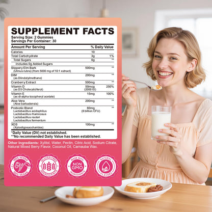 Feminine Probiotic Slippery Elm Gummies with DIM for Women | pH Balance & Gut Health