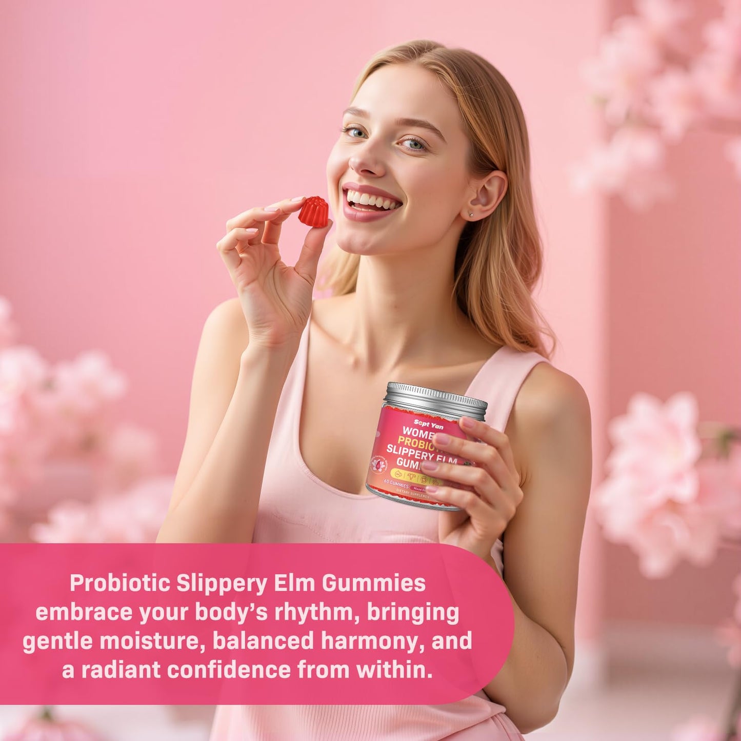 Feminine Probiotic Slippery Elm Gummies with DIM for Women | pH Balance & Gut Health