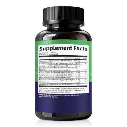 Femmetra Moringa Turmeric Capsules – 10-in-1 Moringa Leaf Complex | Energy & Digestive Support | 60 Day Supply
