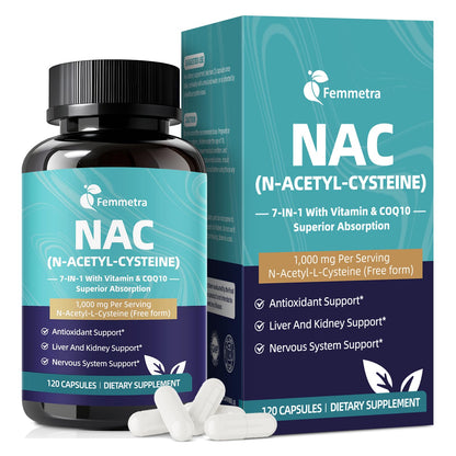 Femmetra NAC 1,000 mg – Liver & Kidney Detox, 120 Capsules
