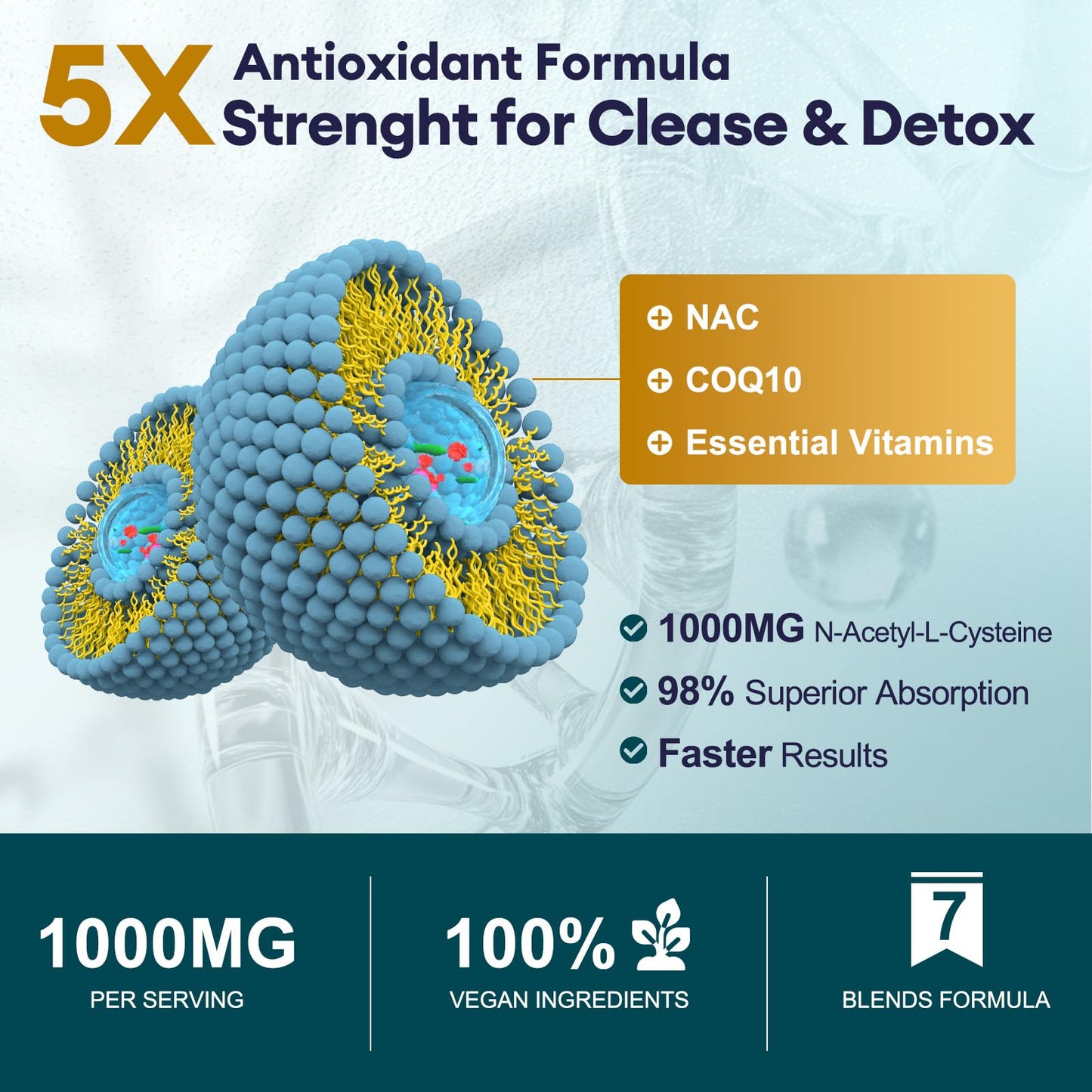 Femmetra NAC 1,000 mg – Liver & Kidney Detox, 120 Capsules