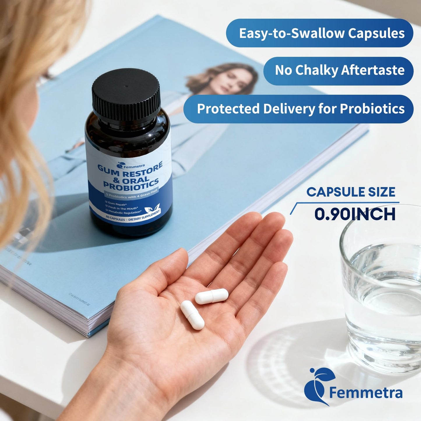 Femmetra Oral Probiotics - Bad Breath & Gum Support, 10B CFU, 60 Capsules