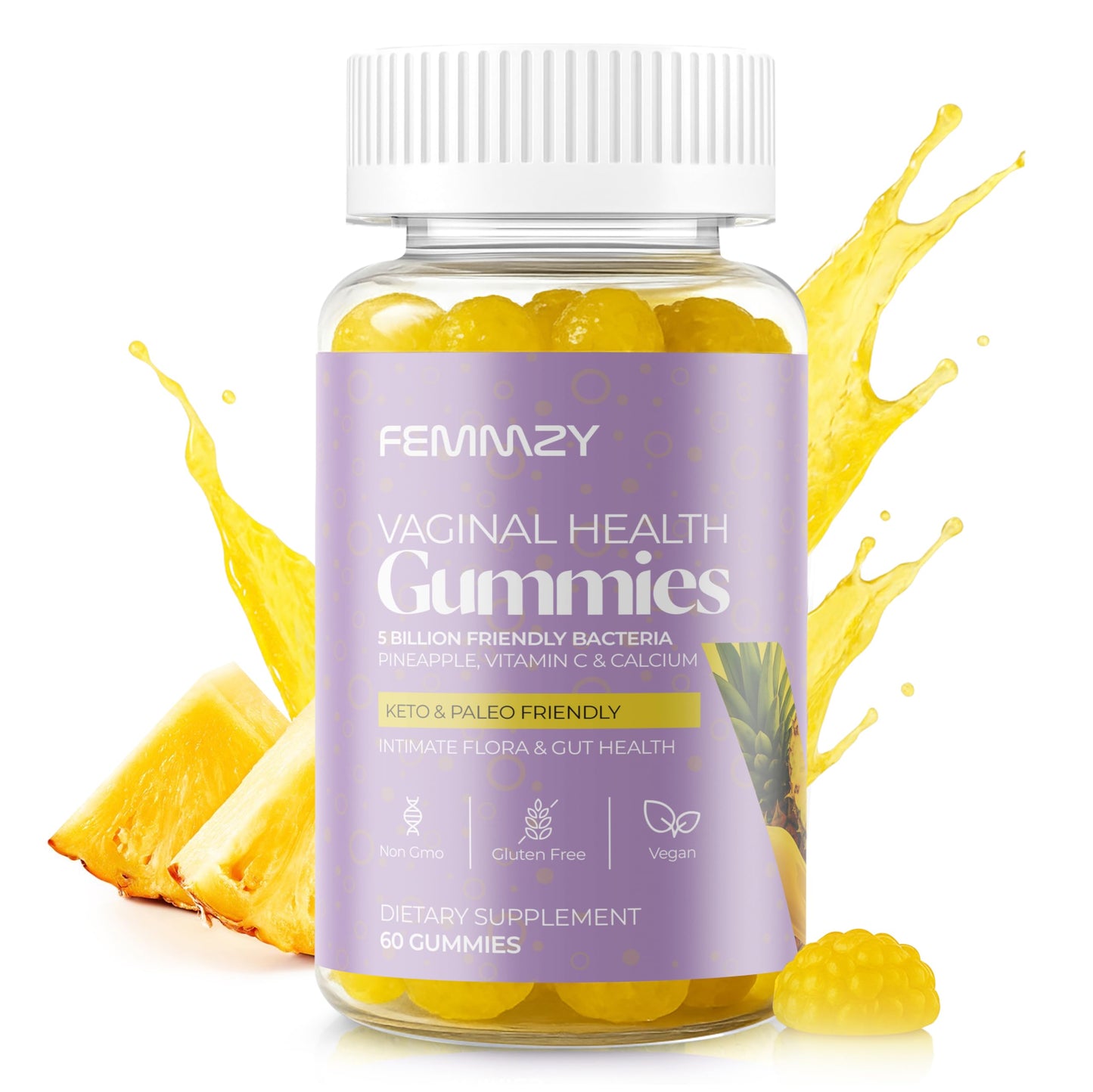 FEMMZY Vaginal Probiotic Gummies for BV, Odor & pH Balance