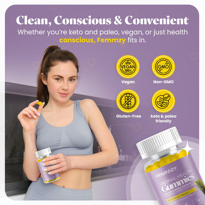 FEMMZY Vaginal Probiotic Gummies for BV, Odor & pH Balance
