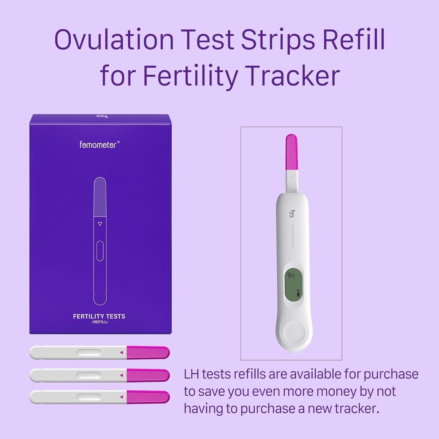 Femometer Ovulation Test Strips Refill for Ivy-103 – 20 Pack LH Tests for Women | App-Synced Ovulation Tracker | Over 99% Accurate
