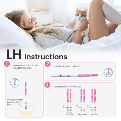 Femometer Home LH & HCG Test Strip Kit – 50 Ovulation, 20 Pregnancy Strips, 99% Accurate