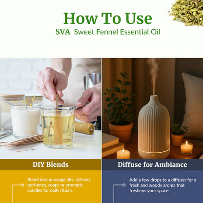SVA Sweet Fennel Essential Oil 4oz - 100% Natural