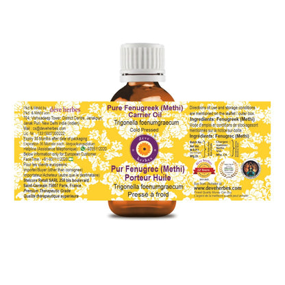 Deve Herbes Pure Fenugreek Carrier Oil (Methi) - Trigonella foenumgraecum - 100% Natural Therapeutic Grade Cold Pressed 100ml
