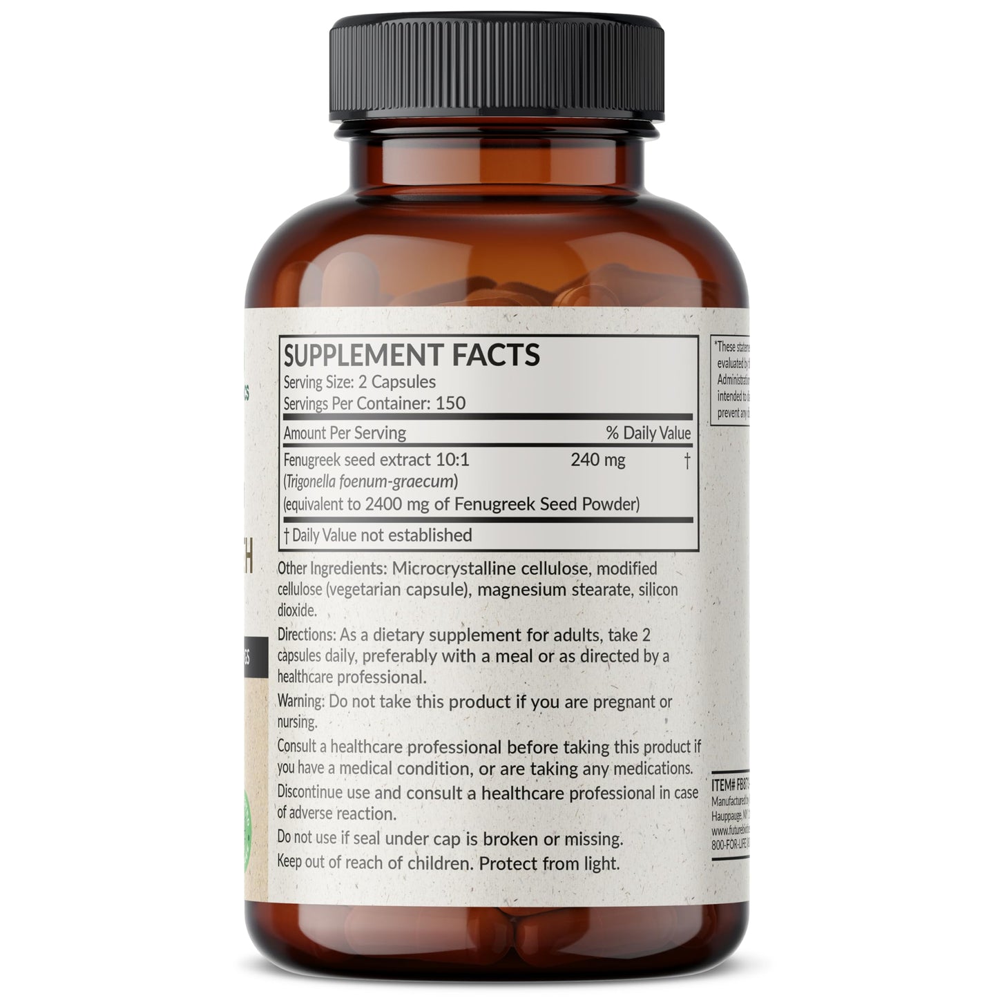 Futurebiotics Fenugreek Extra Strength 2400 MG – Non-GMO, 300 Vegetarian Capsules