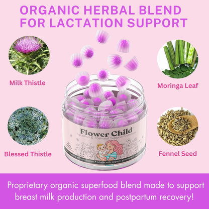 Flower Child Lactation Gummies for Milk Supply | Organic Moringa & DHA