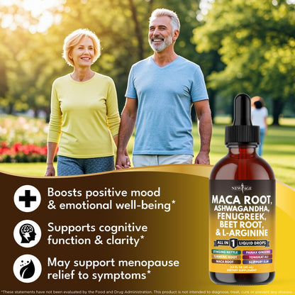 Organic Maca Root Liquid Drops with Ashwagandha – For Women & Men