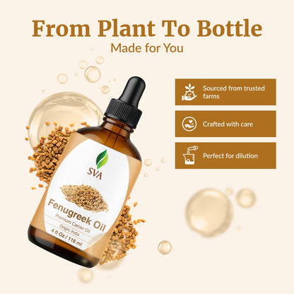SVA Fenugreek Oil 4oz (118ml) – Premium Carrier Oil for Hair, Scalp & Skin Care (Dropper)