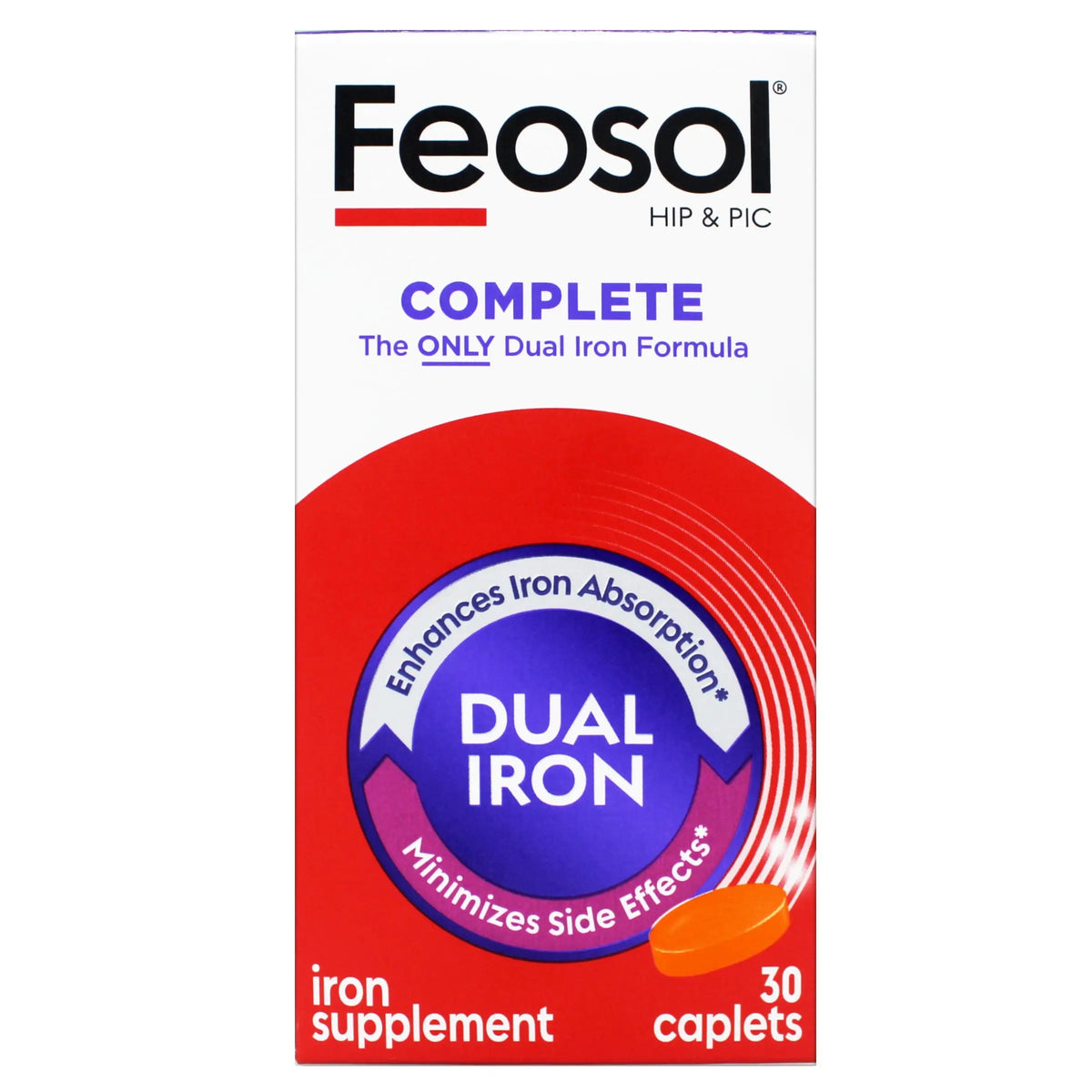 Feosol Complete Iron Supplement – Bifera HIP & PIC, 30 Caplets, Pack of 3 BritishVita | Premium UK Vitamins & Wellness Supplements