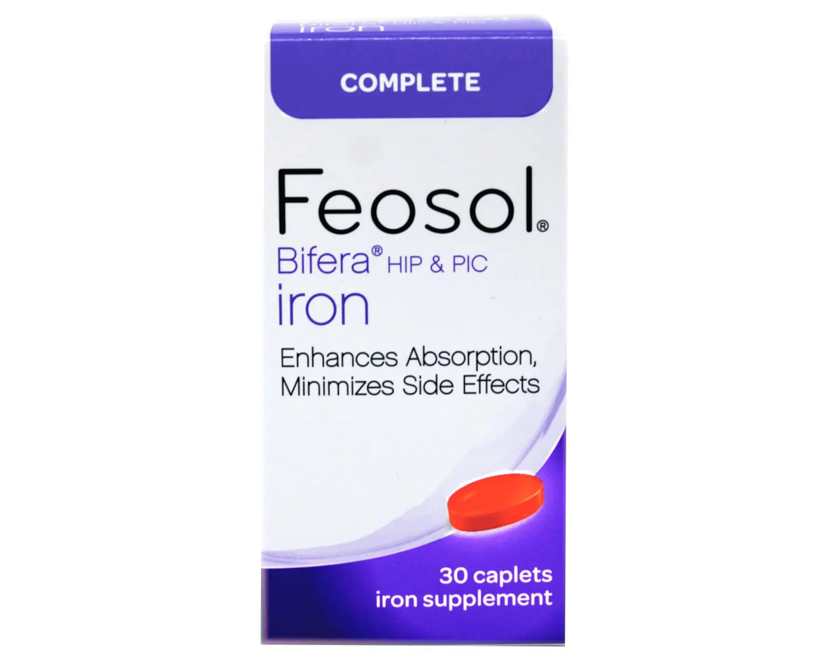 Feosol Complete Iron Supplement – Bifera HIP & PIC, 30 Caplets, Pack of 3 BritishVita | Premium UK Vitamins & Wellness Supplements