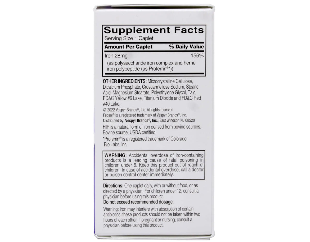 Feosol Complete Iron Supplement – Bifera HIP & PIC, 30 Caplets, Pack of 3 BritishVita | Premium UK Vitamins & Wellness Supplements